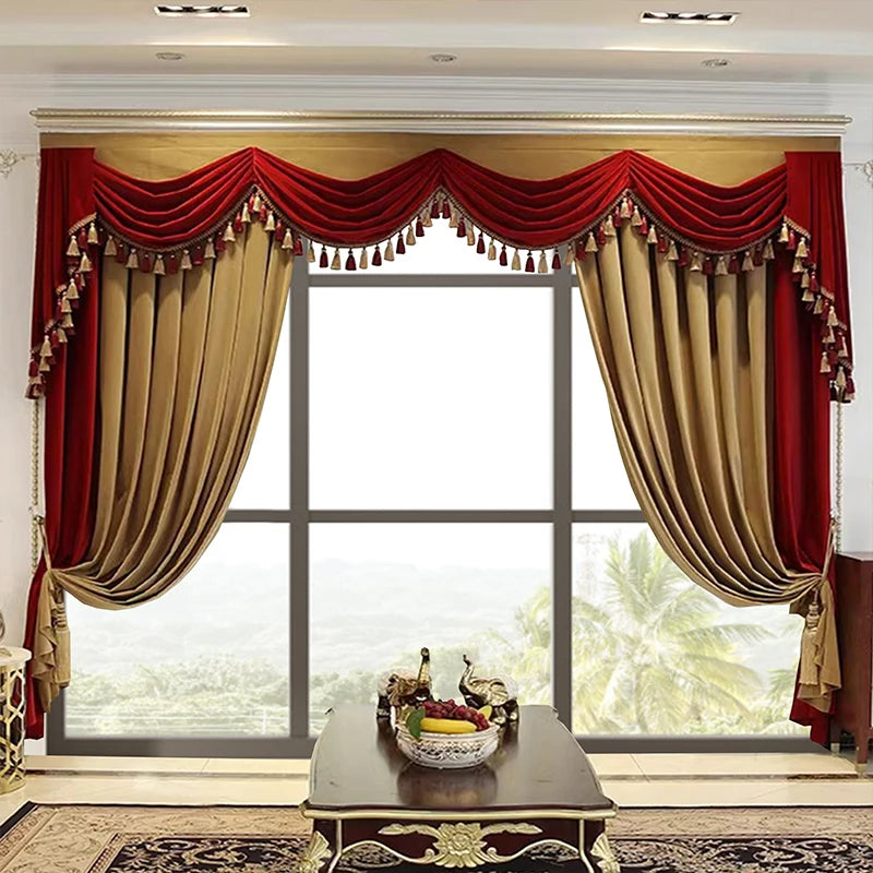CN Zhejiang Luxury Flannelette Curtains Tatting High Shading Living Room