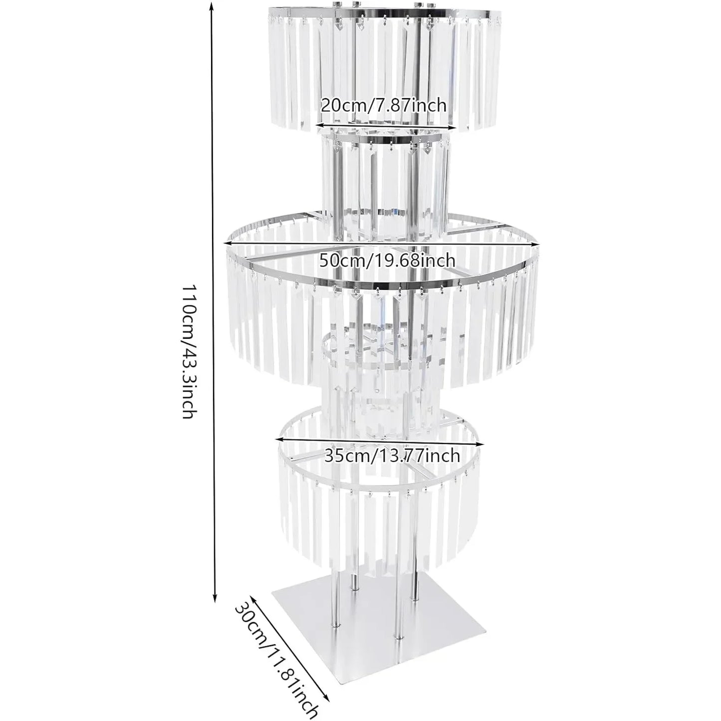 High-concerned 5-Tier Crystal Flower Stand Round Chandelier Pedestal