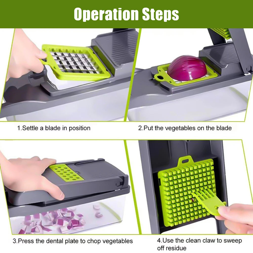 14 in 1 Multifunctional Vegetable Onion Manual Chopper Food Kitchen Potato Cut Shredder Slicer Kitchen Gadget