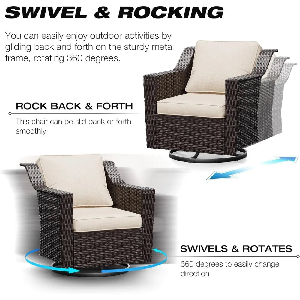 ANGDUO Wicker Patio Furniture Set Swivel Rocking Chairs