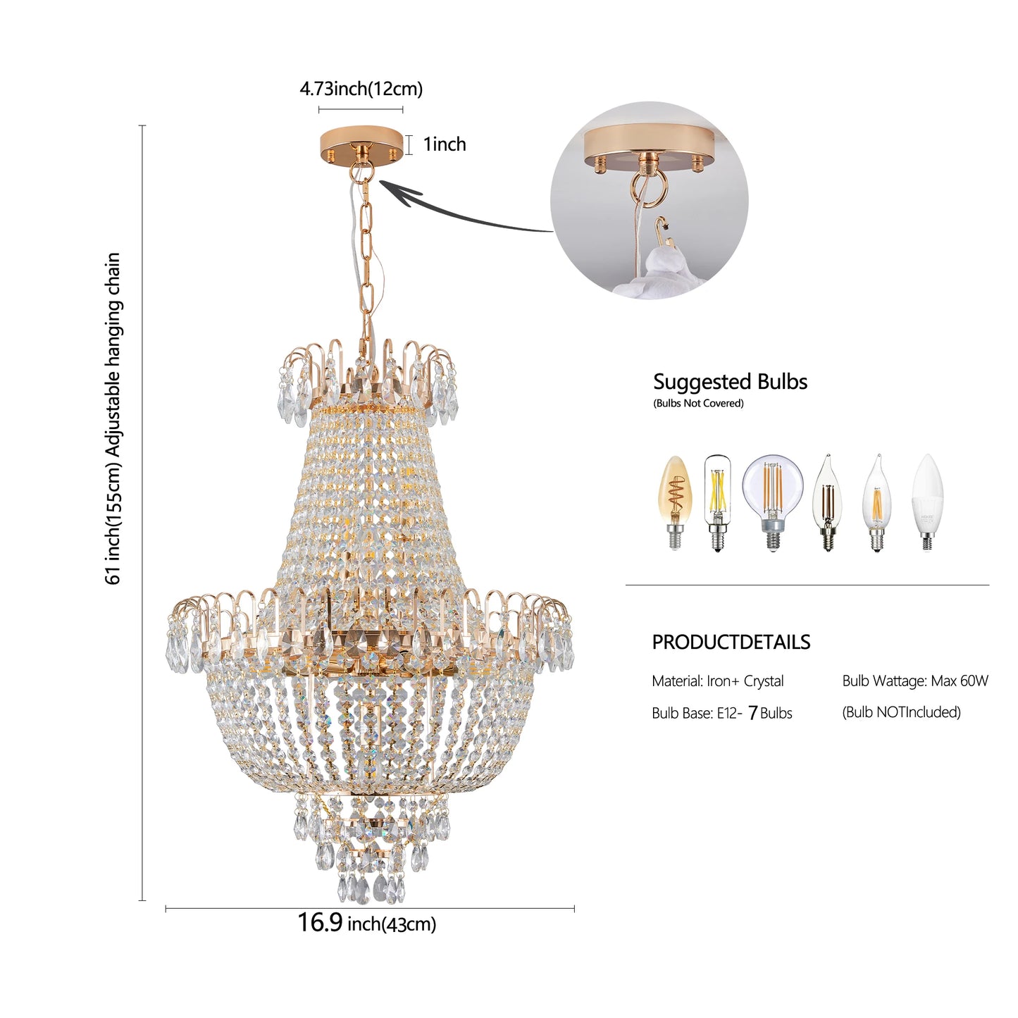 ARLGSITE Luxury Crystal Chandelier Pendant Light For Living Room