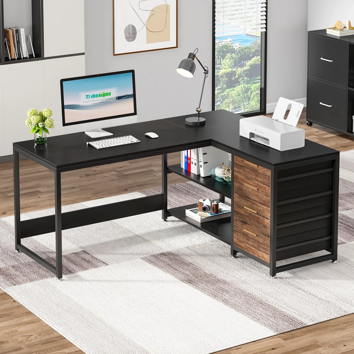 Tribesigns Modern L Shaped Computer Desk Corner PC Laptop Table for Office and Study
