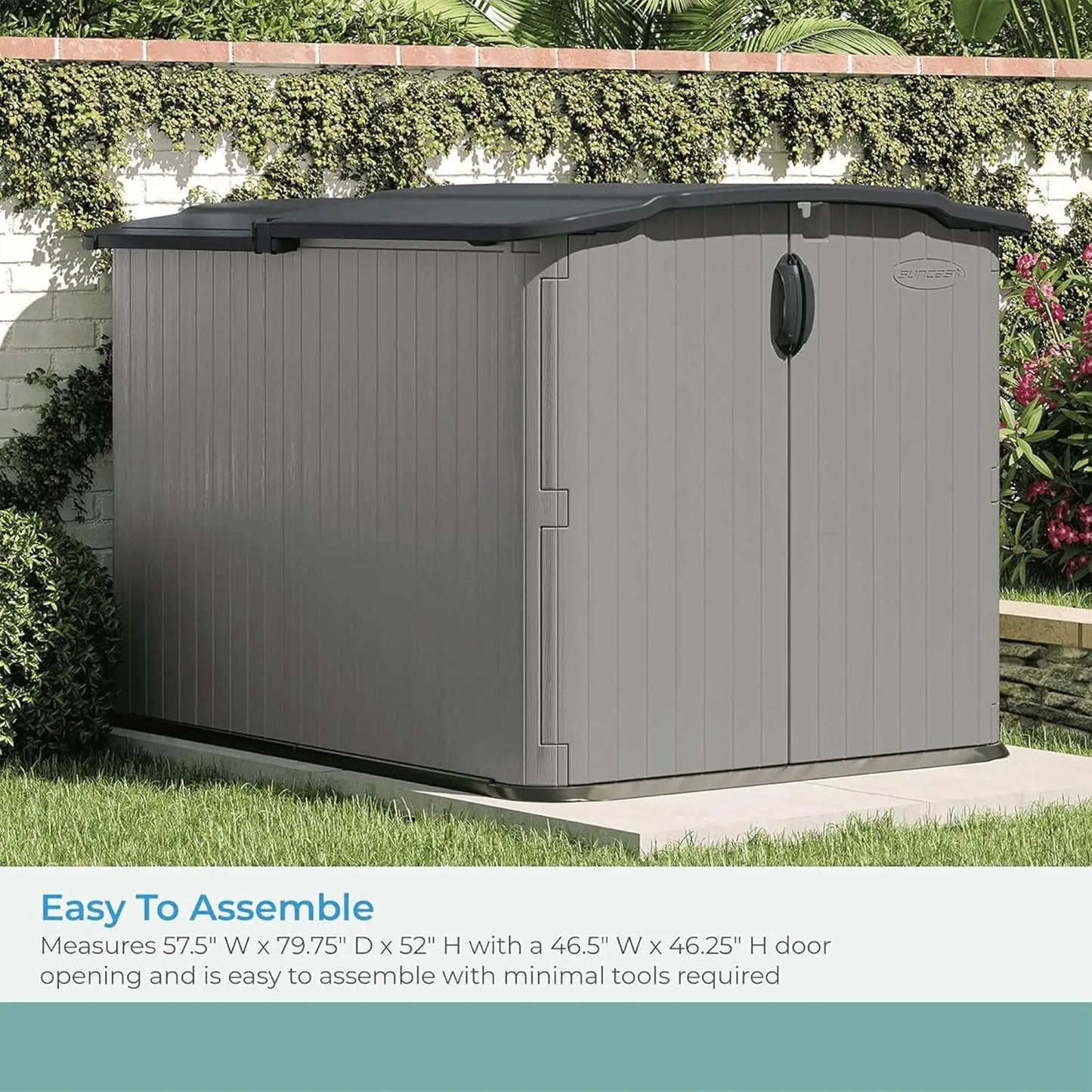 XMSJ Glidetop Horizontal Outdoor Storage Shed With Pad-Lockable Sliding Lid
