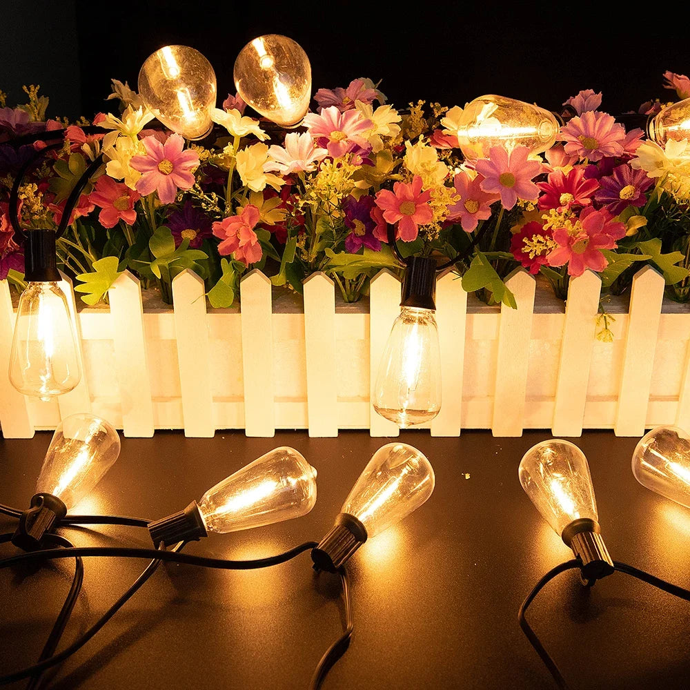 WUZHISHANG Solar-Powered Outdoor Globe String Lights Dimmable LEDs Remote Control