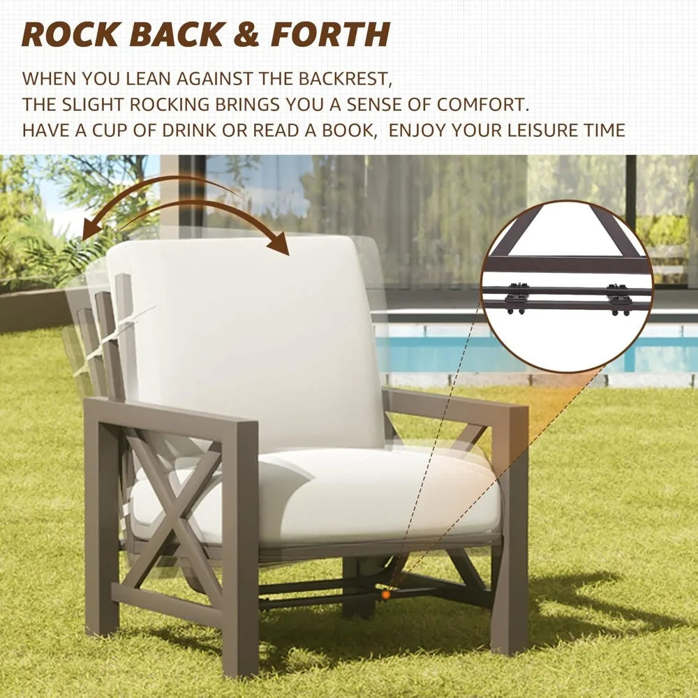 ANGDUO Outdoor Patio Furniture Set with Rocking Chairs