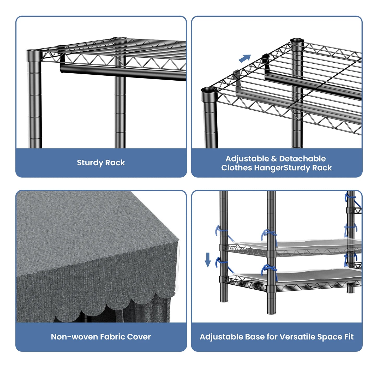Folded Heavy Duty Clothes Rack Storage Organizer WardrobeStorage Freestanding 960