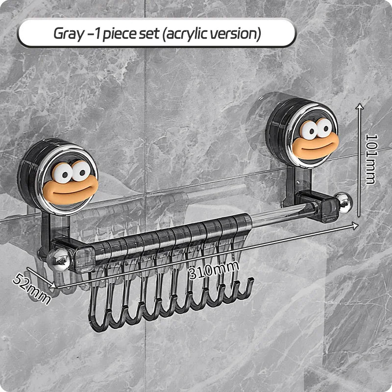 Big Red House Wall-Mounted Non-Perforated Towel-Bar Bathroom Storage-Rack Organizer