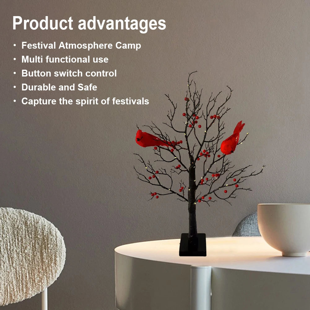 Hign-concerned Mini Tree Light Led Fairy Light With Bird Berries Battery Operated For Bedroom Living Room