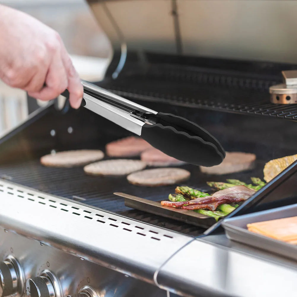 BBQ Grilling Tong Stainless Steel Anti-scalding Bread Food Clip Salad Bread Serving Non-Stick Tool for Kitchen Barbecue