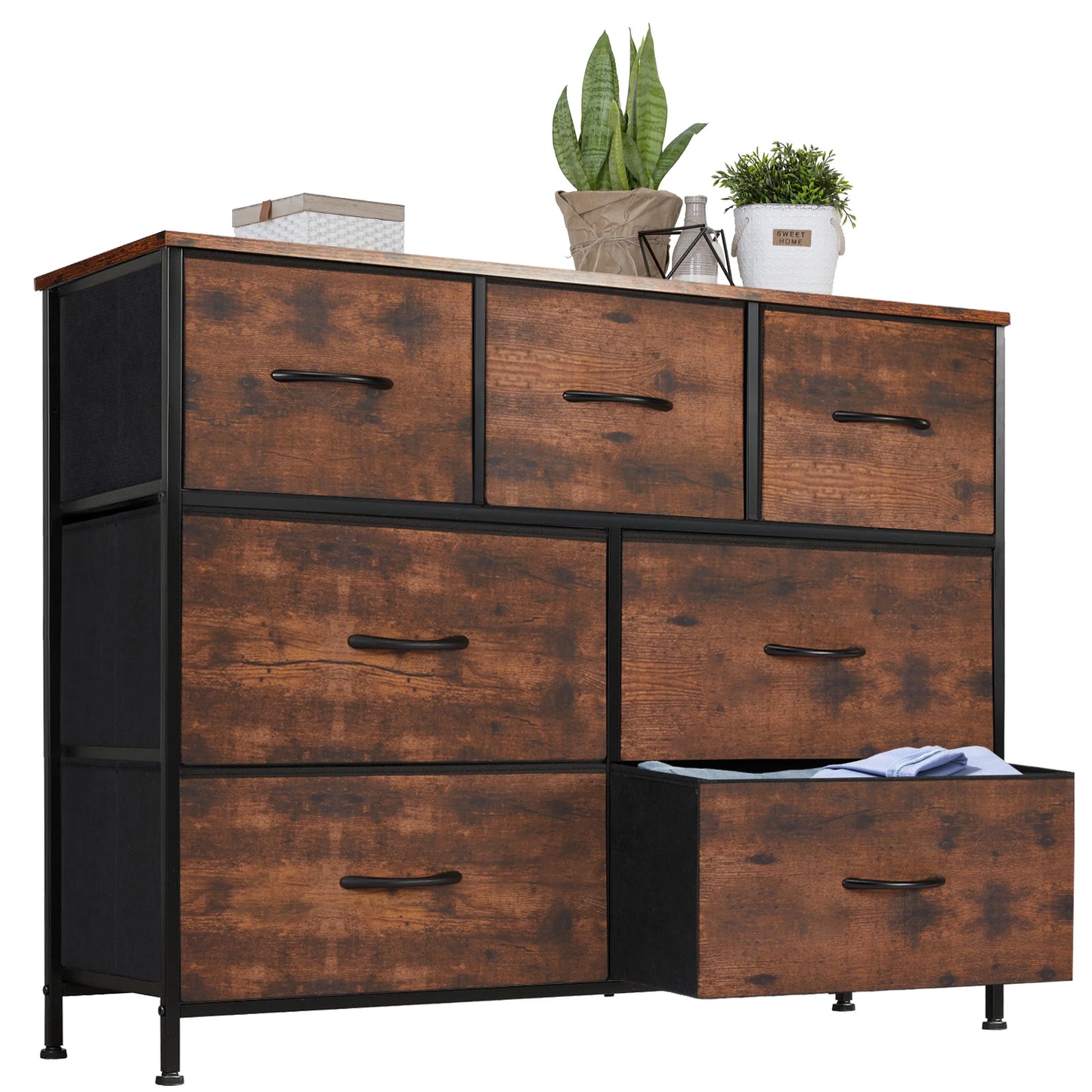 JHK Dresser With 7 Drawers Closet Organizer Furniture For Bedroom