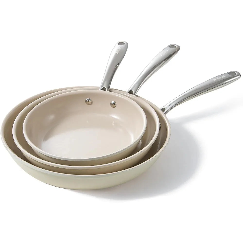 Nonstick Frying Pans Set, Ceramic Pan Skillet, Non Toxic Pans for Cooking, 8" 9.5" 11" Ceramic Frying Pan Set PFAS & PTFE & PFO