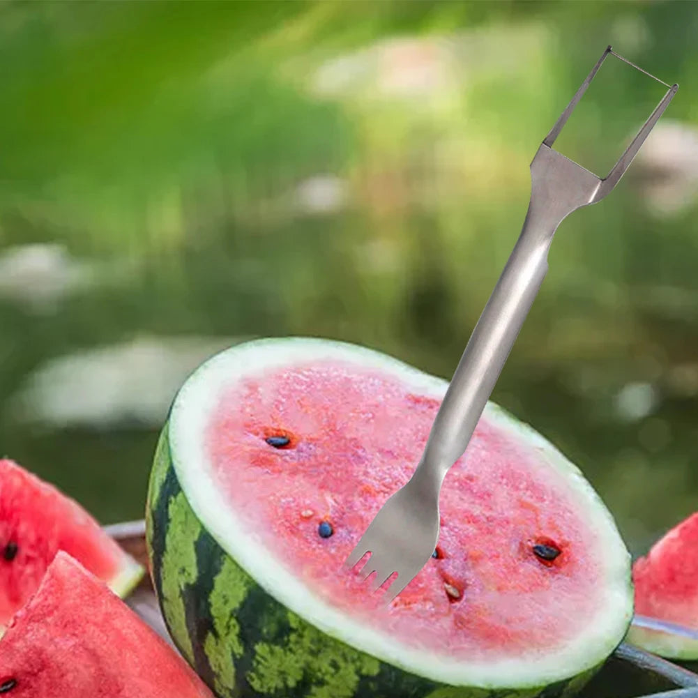2 In 1 Watermelon Fork Slicer Dual Head Watermelon Cutter Knife Multi-purpose Fruit Cutting Fork for Home Kitchen Gadget
