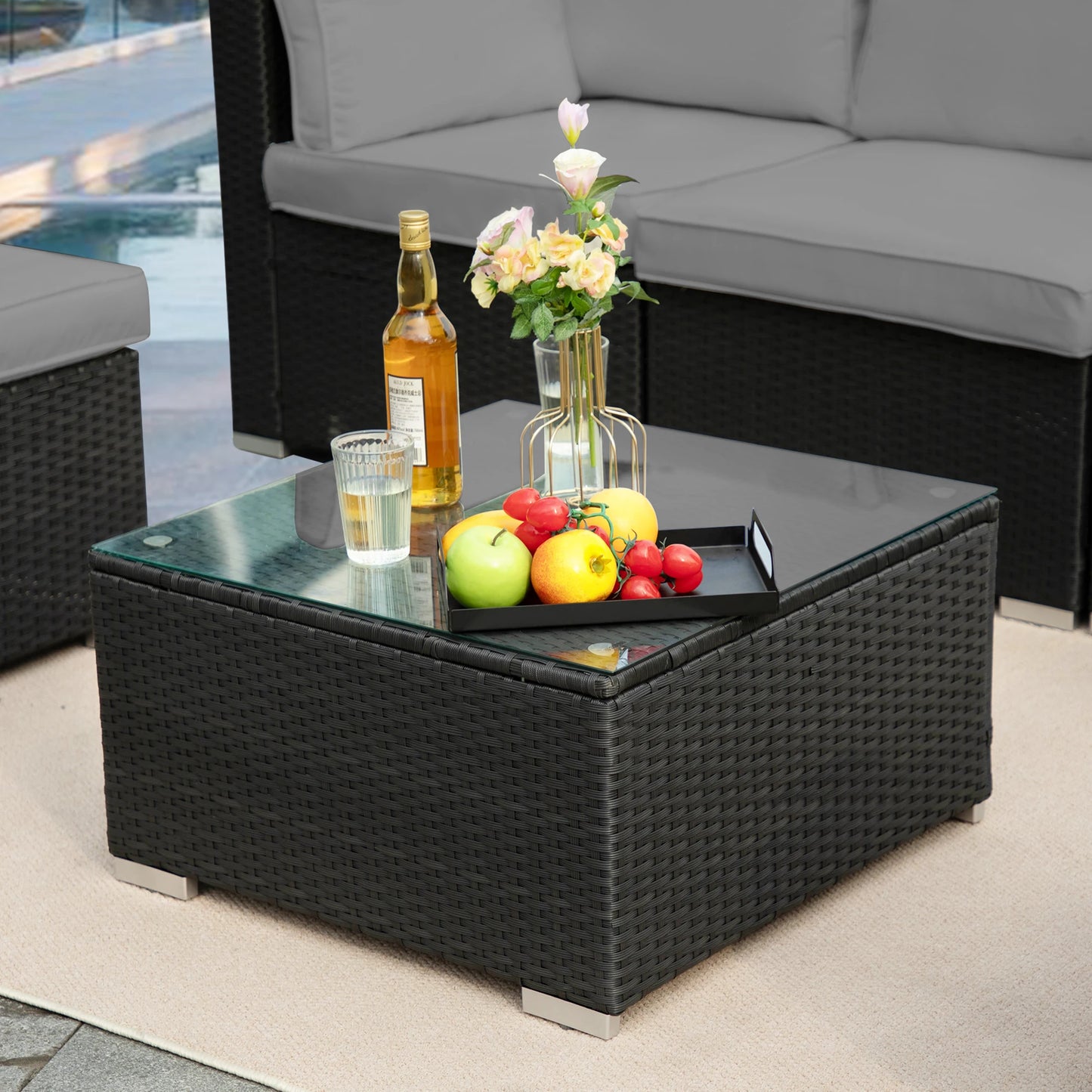 Naga Bahna Outdoor Patio Sectional Sofa Set With Cushions