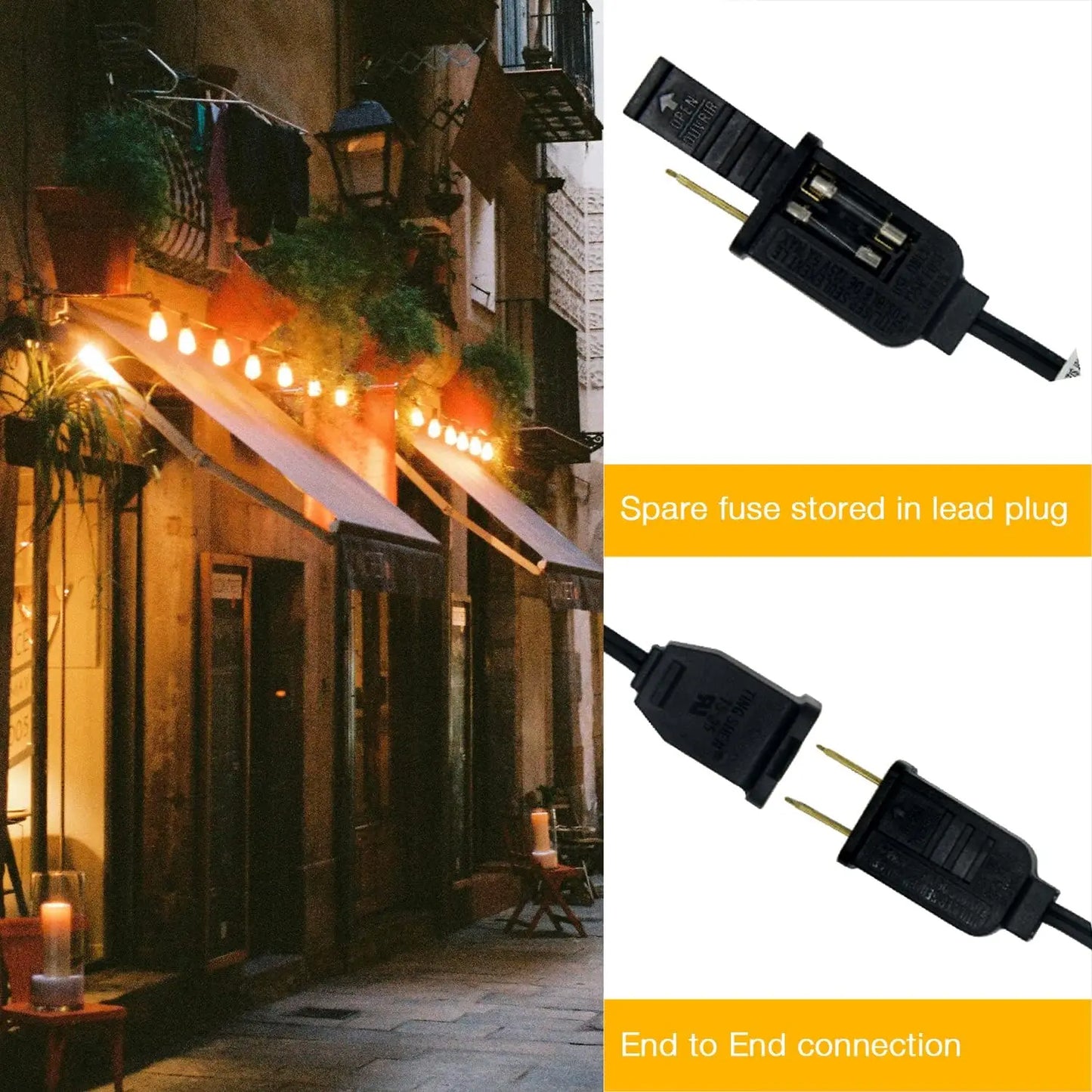 TJOY ST38 Globe LED Outdoor String Lights With 24 Edison Vintage Bulbs Waterproof And Connectable