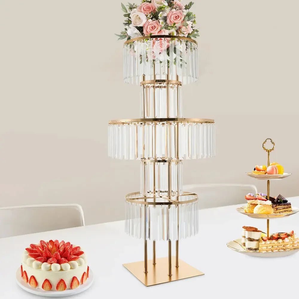 Hign-concerned Free Standing 5-Tier Iron Acrylic Wedding Centerpiece Stand For Elegant Table Decor