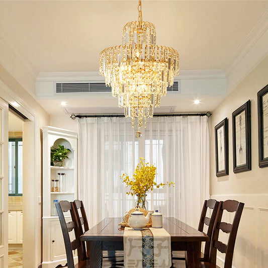 Bymaocar Luxury Crystal Chandelier E14 Pendant Light