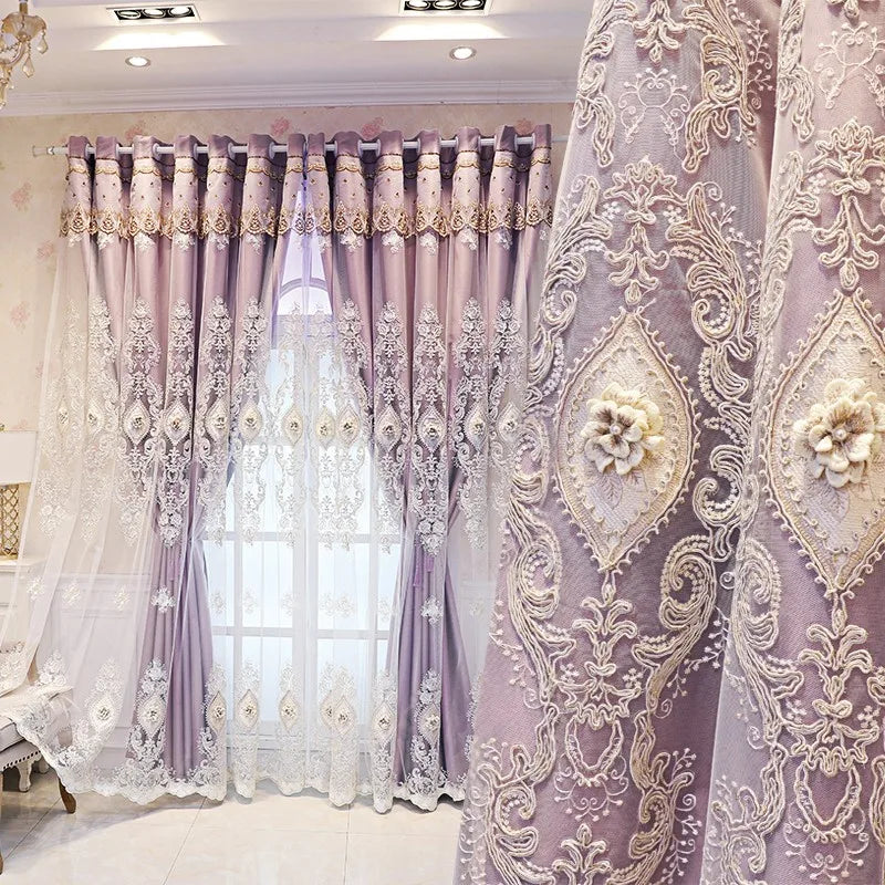 Zhejiang Luxury Vintage Embroidered Curtains 3D Relief