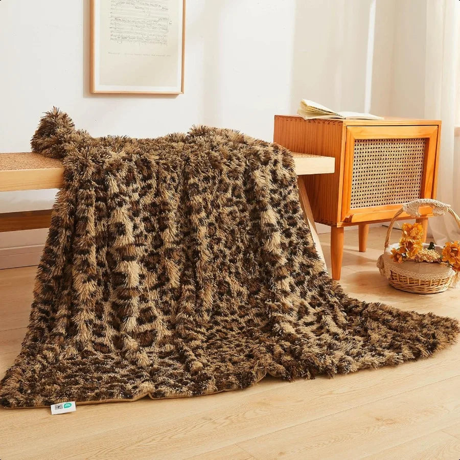 Guangdong Leopard Print Coral Fleece Throw Blanket For Couch Decor