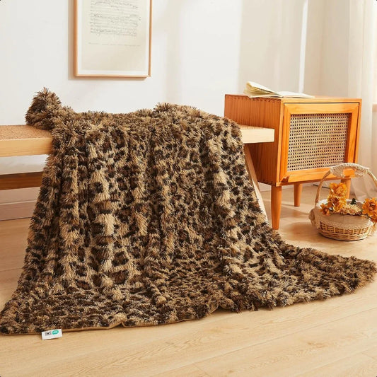 Guangdong Leopard Print Coral Fleece Throw Blanket For Couch Decor