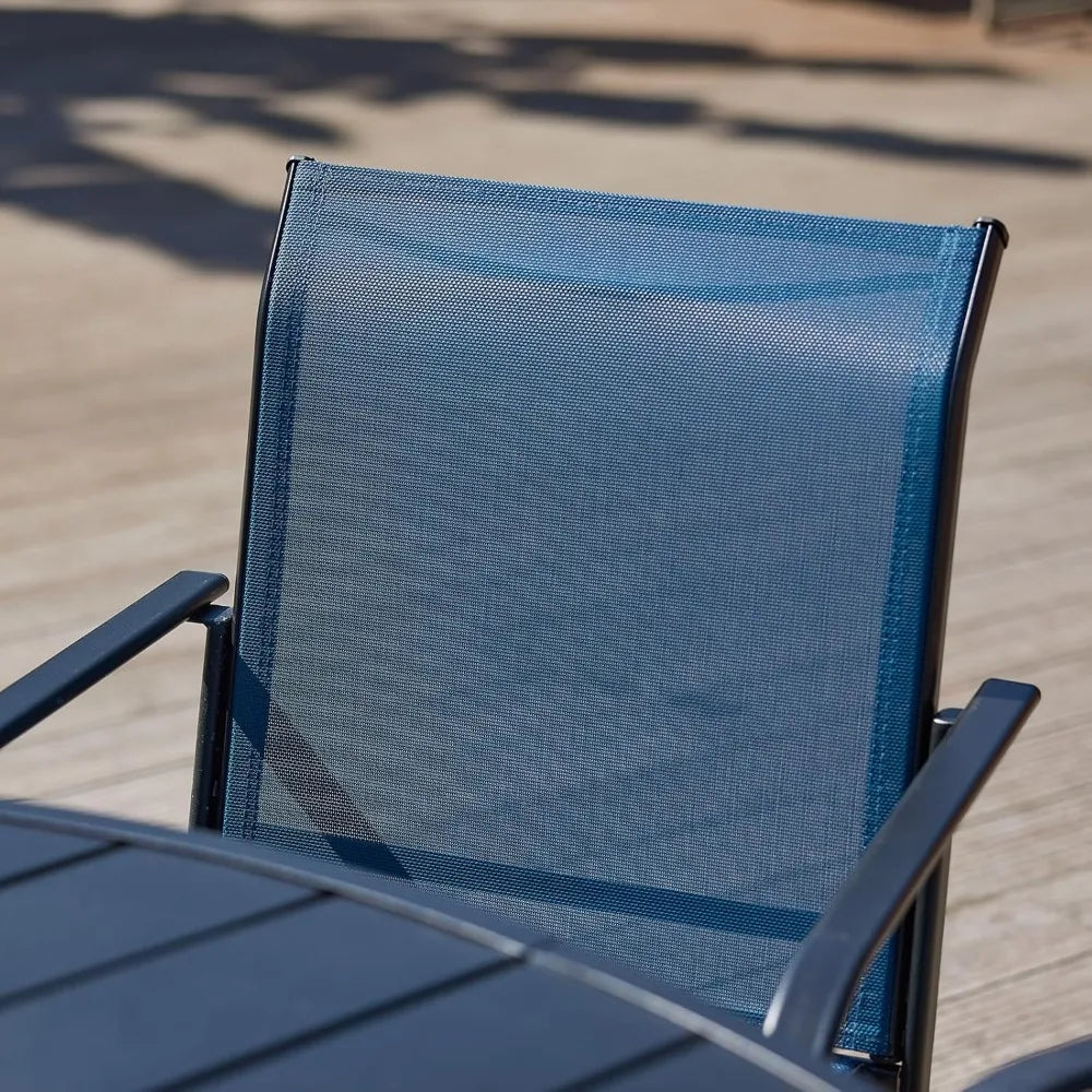 7-Piece Outdoor Patio Dining Set Weather-Resistant Powder-Coated Stackable Chairs