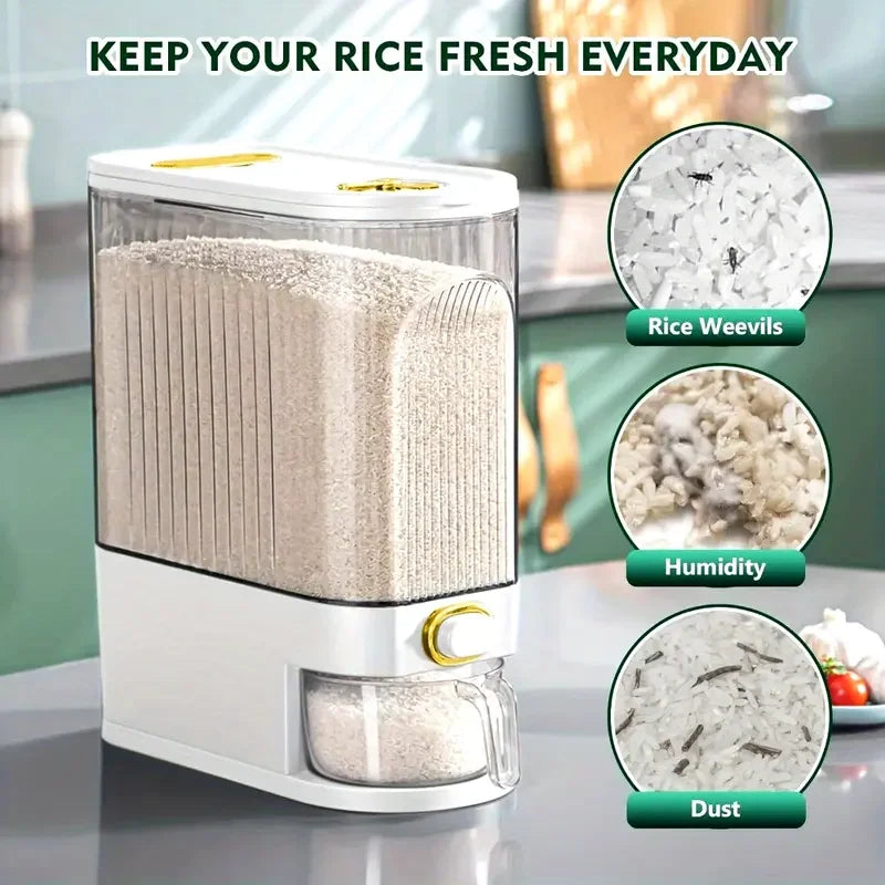 11.02LB 22.05LB metering distributor, large dry food storage container, food distributor for kitchen organization and food stora