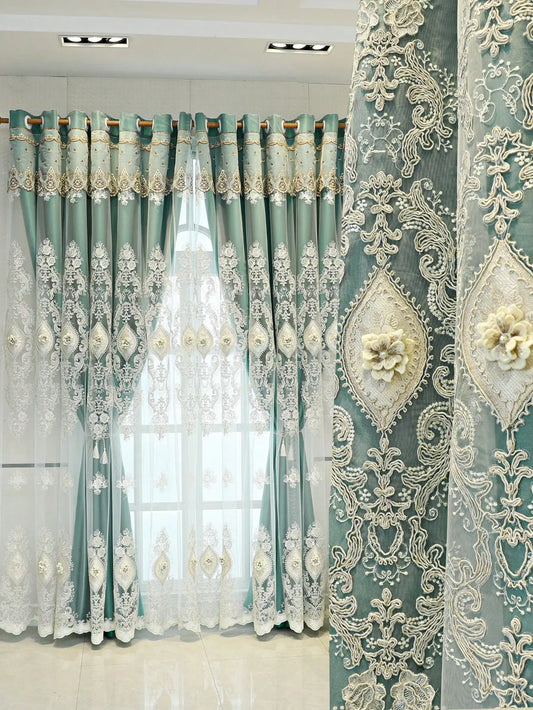 Zhejiang Tatting Weaving Curtains 3D Embroidered Dual Layer Privacy
