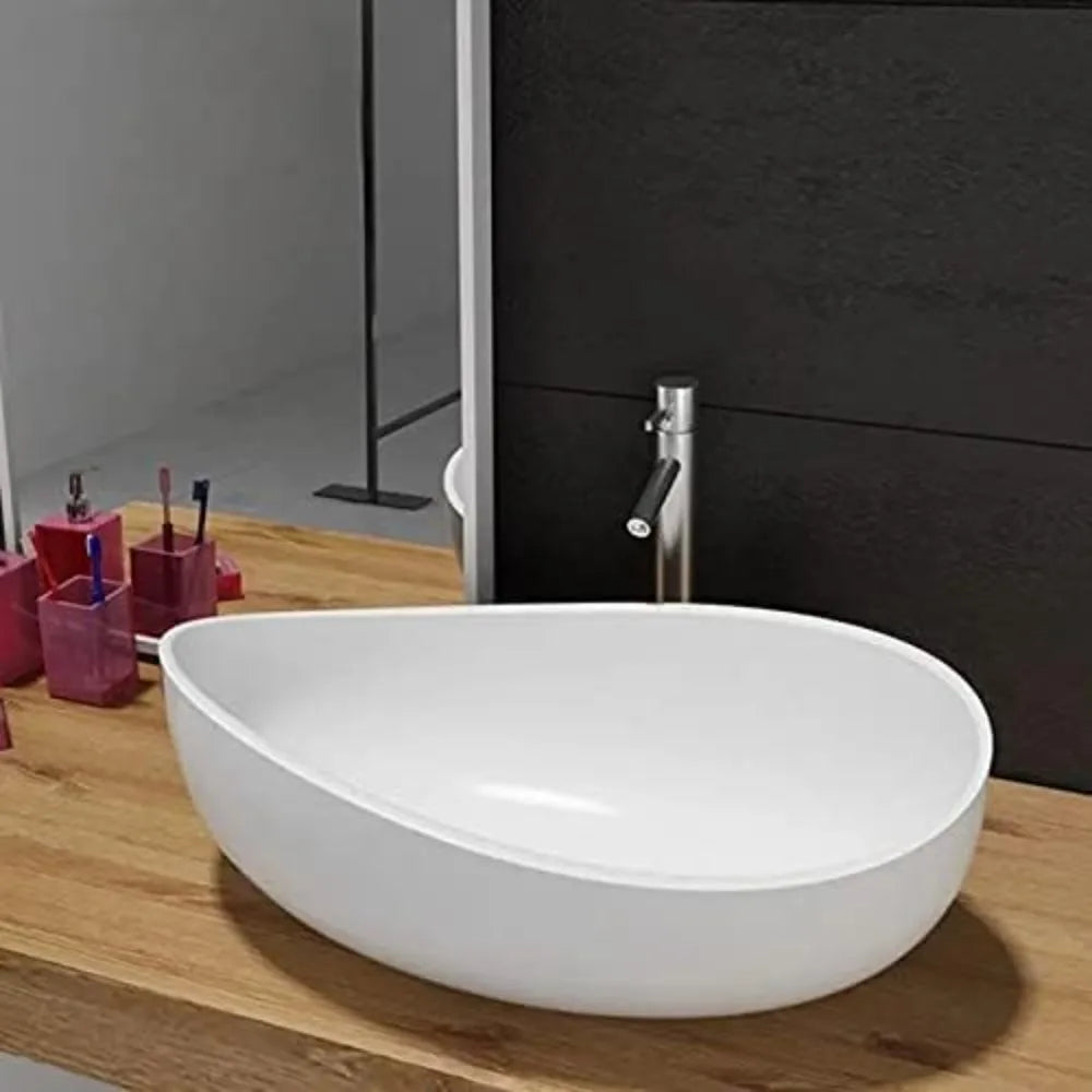 Capacity Luxurious Oval Vessel Sink Stone Resin Premium Ultracontemporary Bathrooms