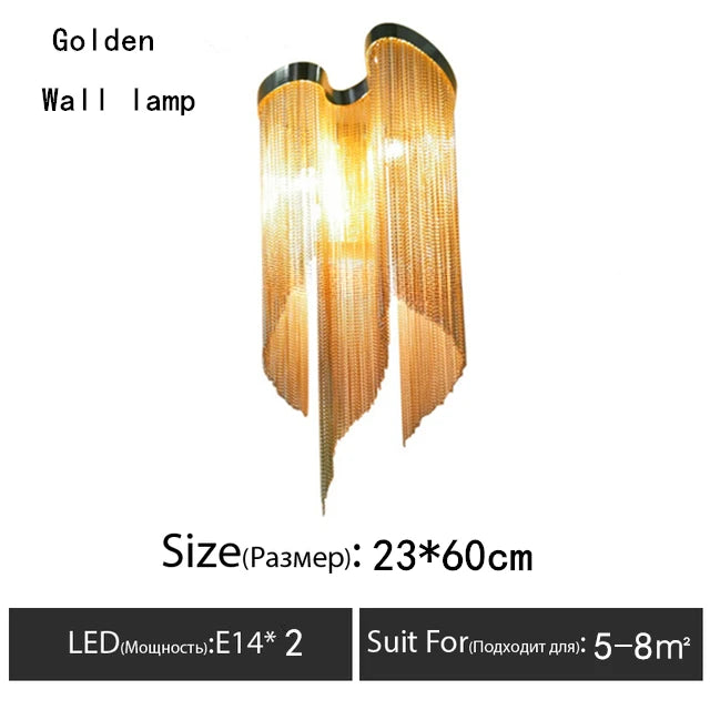 Italy Designer Stream Luxury Tassel Chandelier Aluminum Chain Lighting