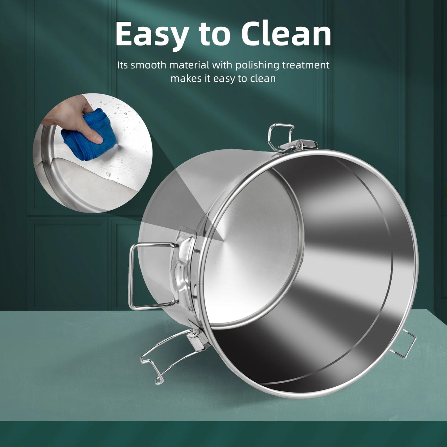 33L/22L Stainless Steel Rice Storage Container 3-Lock Sealing Rice Bin Food Grade Airtight Kitchen Bucket for Rice/Flour