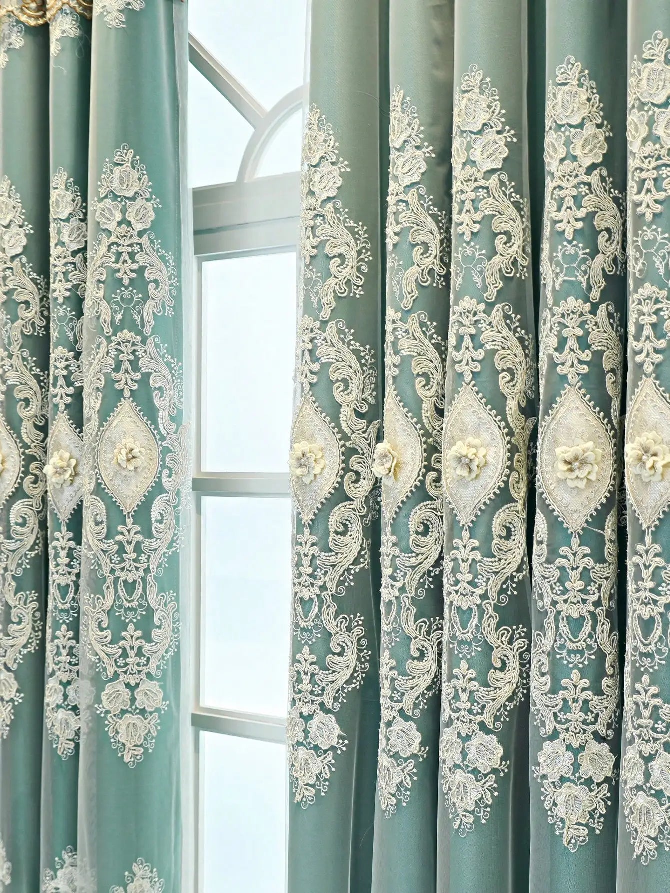 Zhejiang Tatting Weaving Curtains 3D Embroidered Dual Layer Privacy