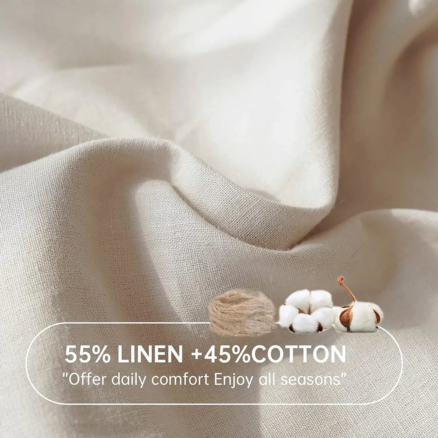 Simple Opulence Linen Cotton Blend Fitted Sheet Soft Breathable Bedding