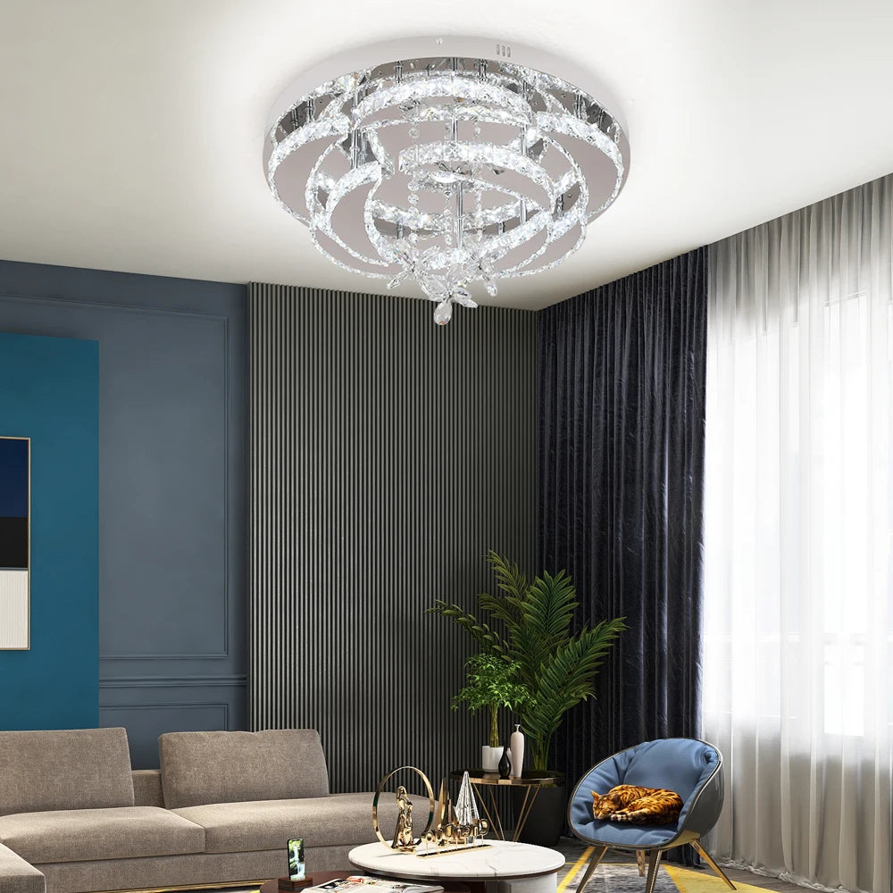 VETRULUS Luxury K9 Crystal Chandelier Modern Dimmable Ceiling Lamp