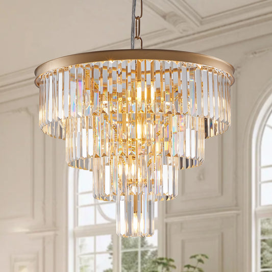 ARLGSITE Crystal Modern 4 Tier Chandelier Ceiling Light