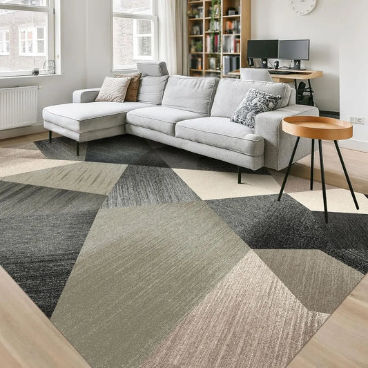 Hign-concerned Machine Washable Geometry Area Rug For Living Room Non Slip Non Shedding