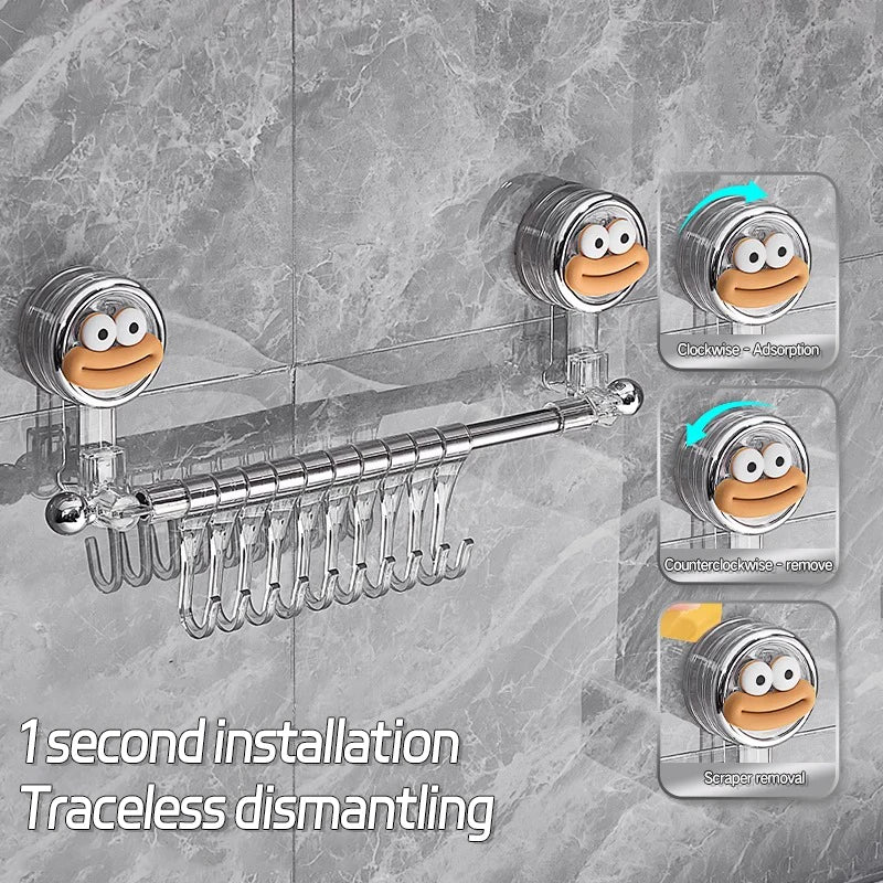 Big Red House Wall-Mounted Non-Perforated Towel-Bar Bathroom Storage-Rack Organizer