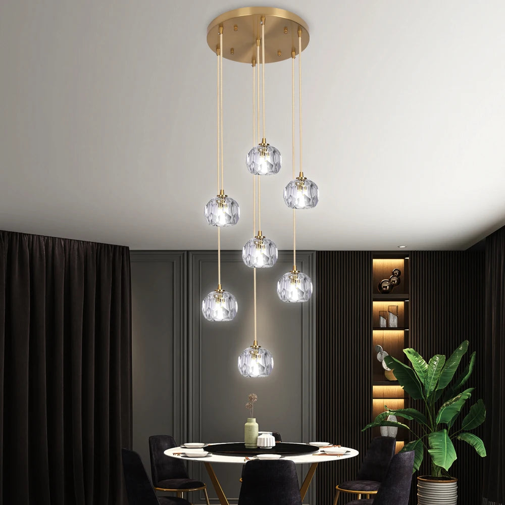 VETRULUS Crystal Pendant Ceiling Light Modern Chandelier Fixture