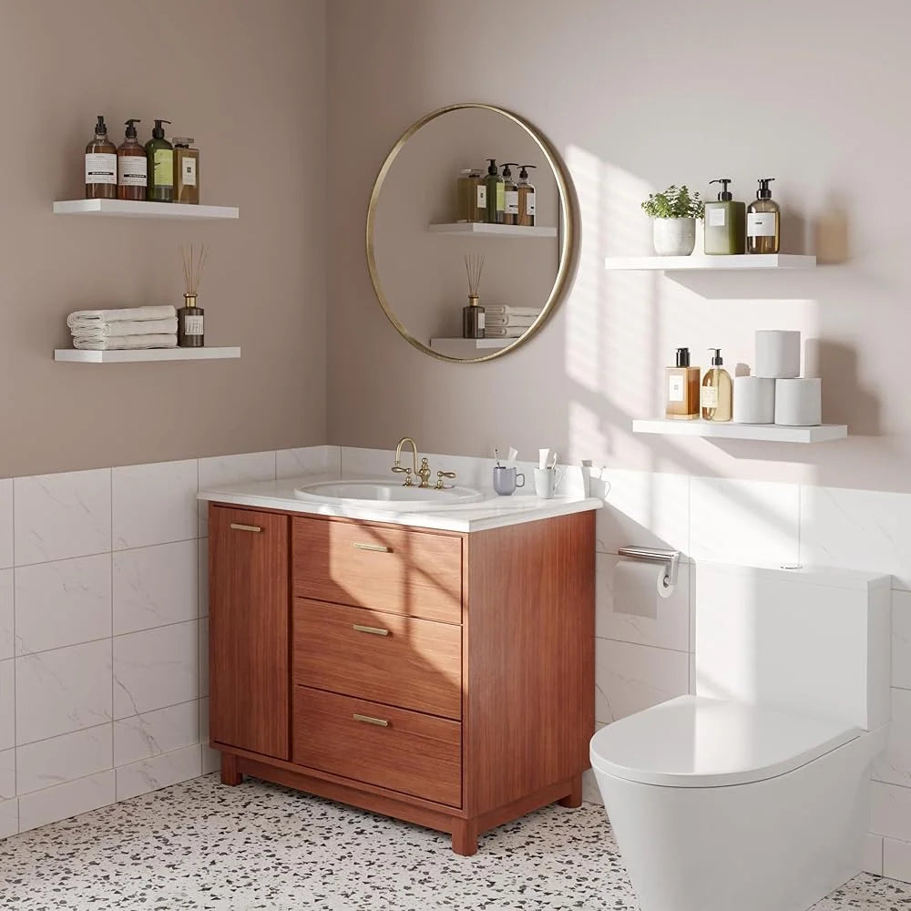 Floating Wall Shelves Set Of 4 Rustic MDF Storage Shelves With Easy Wall Installation