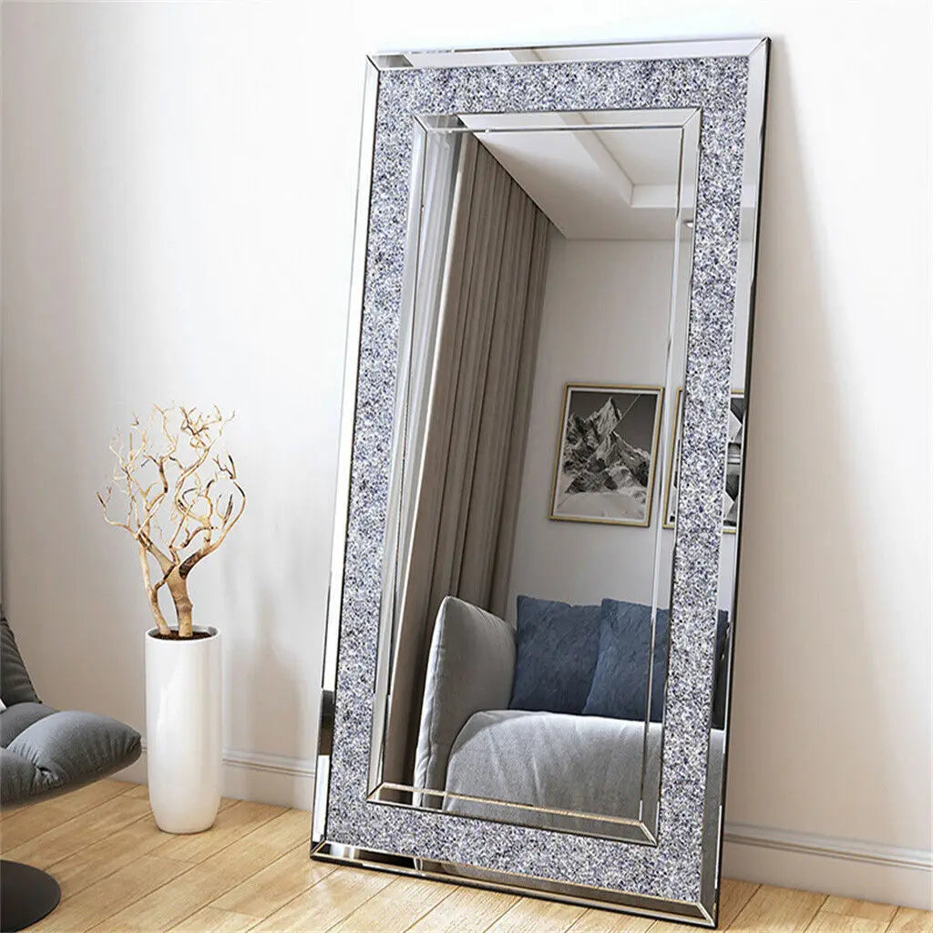 BORWARTH ExtraLarge Rectangle Venetian Wall Mirror With Crystalline Diamond Edge