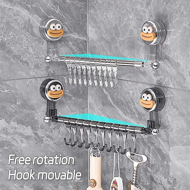 Big Red House Wall-Mounted Non-Perforated Towel-Bar Bathroom Storage-Rack Organizer