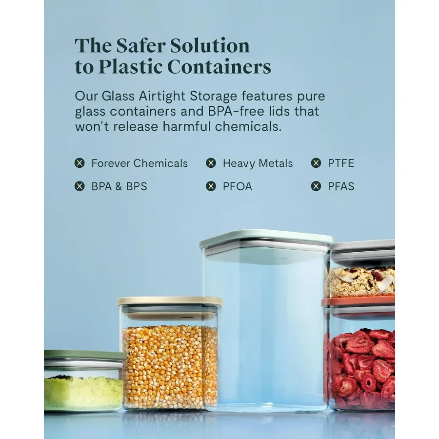 1qt Glass Airtight Food Storage Container with Lid – Non-Toxic, BPA-Free Kitchen Storage Container – Stackable, Space-Saving Air