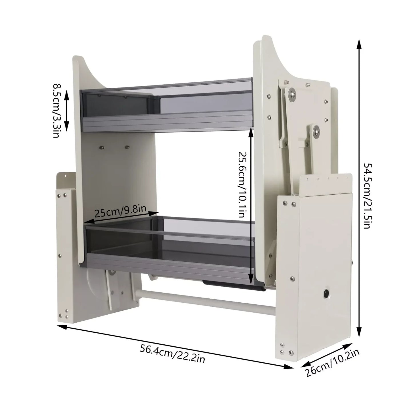 Hign-concerned 2-Tier Pull-Down Upper Cabinet Shelf Aluminum Alloy