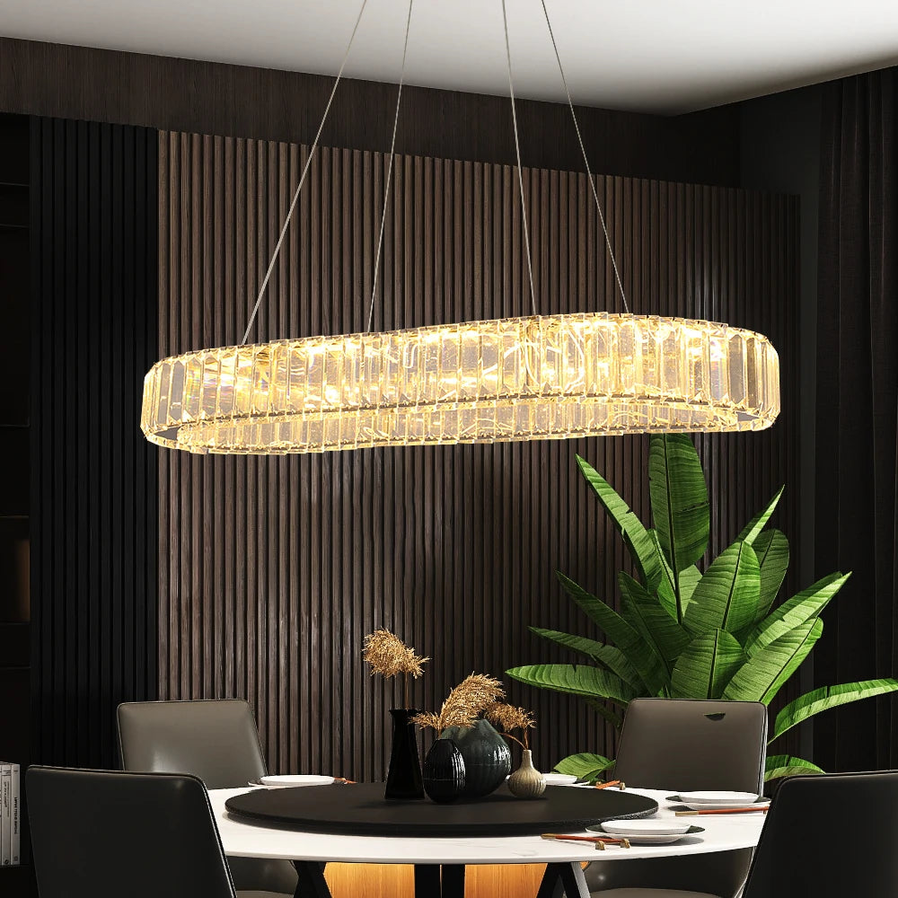 VETRULUS Modern Luxury Crystal Oval LED Chandelier Pendant Light