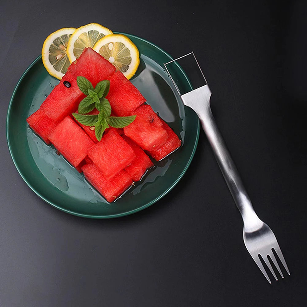 2 In 1 Watermelon Fork Slicer Dual Head Watermelon Cutter Knife Multi-purpose Fruit Cutting Fork for Home Kitchen Gadget