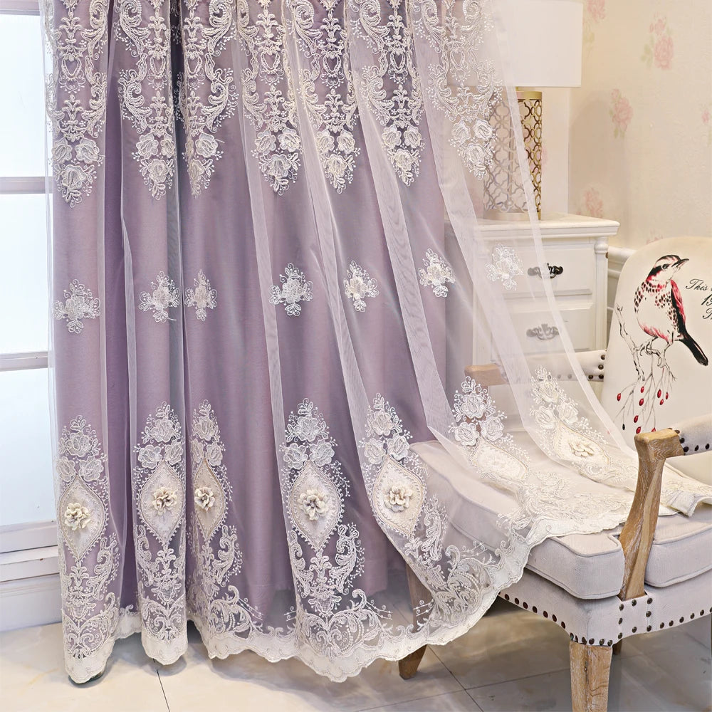 CN Zhejiang Tatting Luxury Vintage Embroidered Curtain
