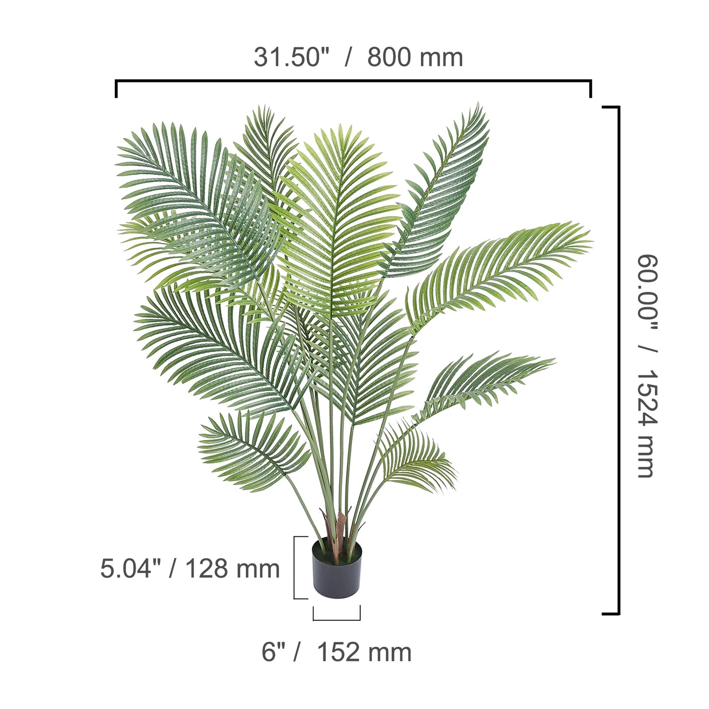 SucceBuy Artificial Palm Tree Faux Plant With Tilt Protection
