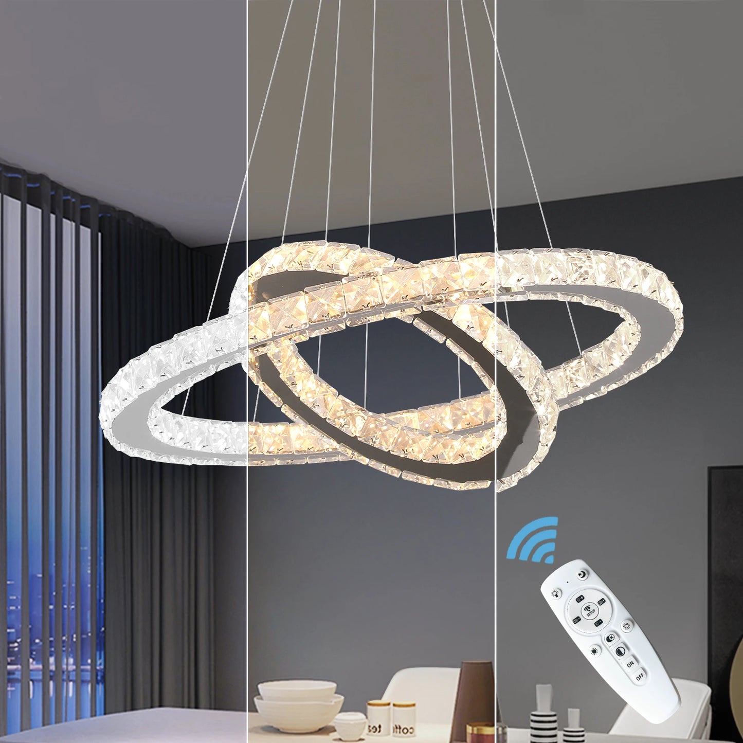 GreeLustr Modern K9 Crystal LED Chandelier Lighting Fixture