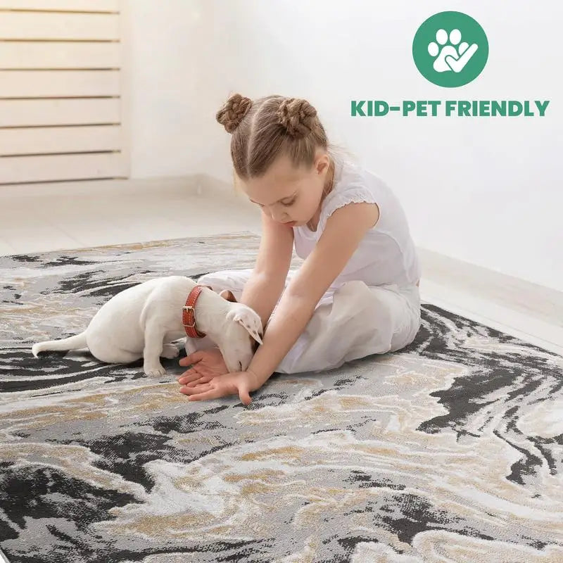 Loom & Luxe Premium Contemporary-Abstract Area Rug Non-Shedding And Stain-Resistant