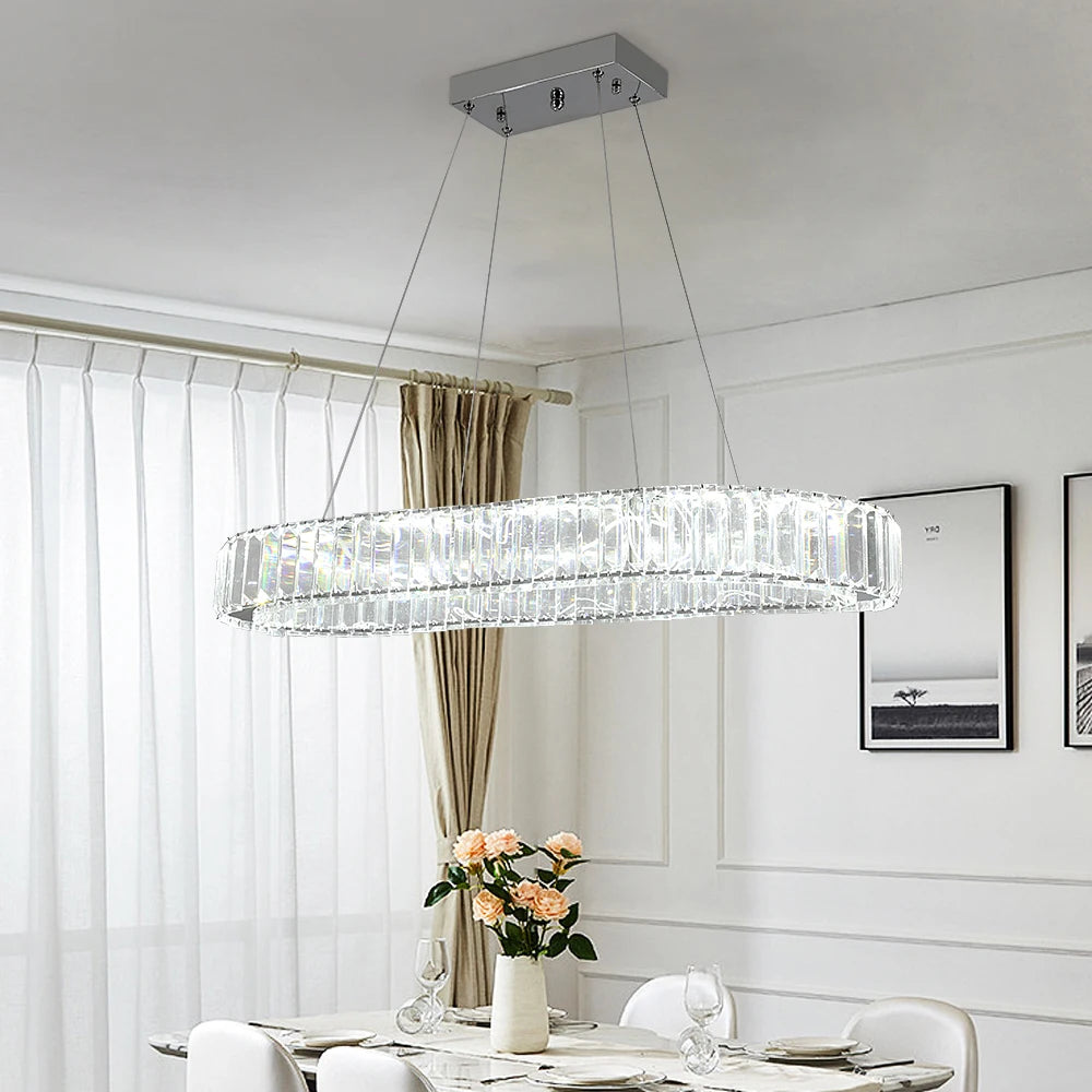 VETRULUS Modern Luxury Crystal Oval LED Chandelier Pendant Light