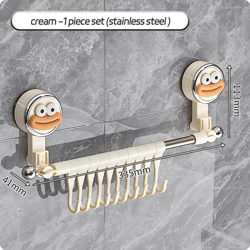 Big Red House Wall-Mounted Non-Perforated Towel-Bar Bathroom Storage-Rack Organizer