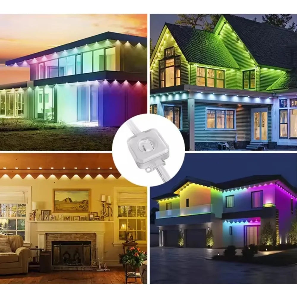 MIMIRG Outdoor RGB LED Lights Bluetooth IP67 Waterproof Eaves Lighting With App Remote And Music Sync Timer